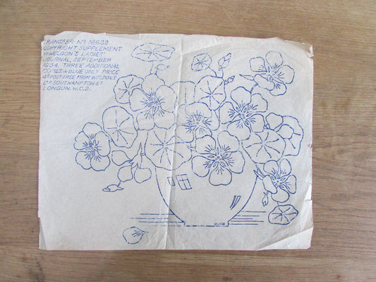 Unused Sept 1934 Weldon's Ladies Journal No.18632 nasturtiums embroidery transfer