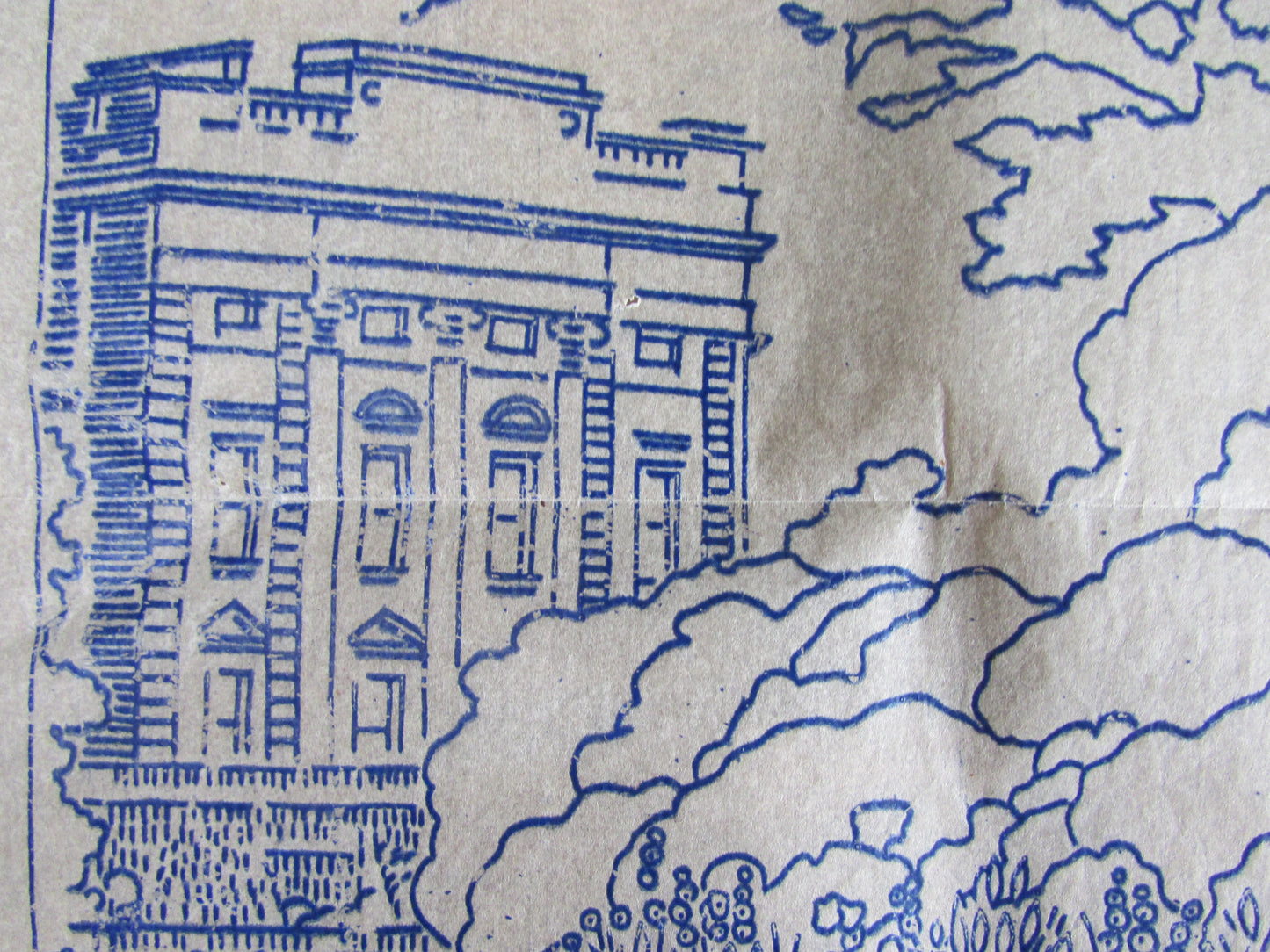 Unused November 1936 Good Needlework & Knitting Magazine manor house and gardens embroidery transfer