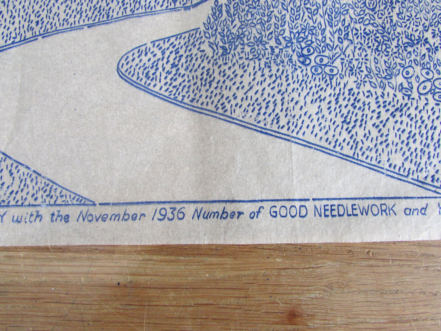 Unused November 1936 Good Needlework & Knitting Magazine manor house and gardens embroidery transfer