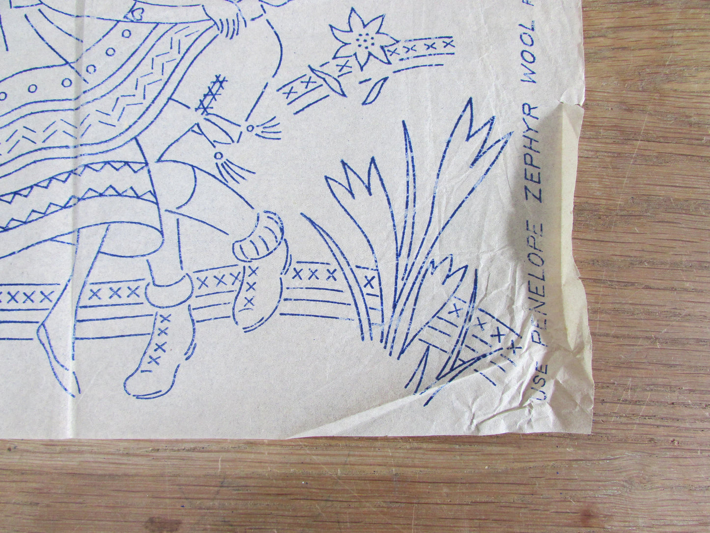 Unused vintage Weldon's Transfer No.20742 dancing couple in traditional costume embroidery transfer