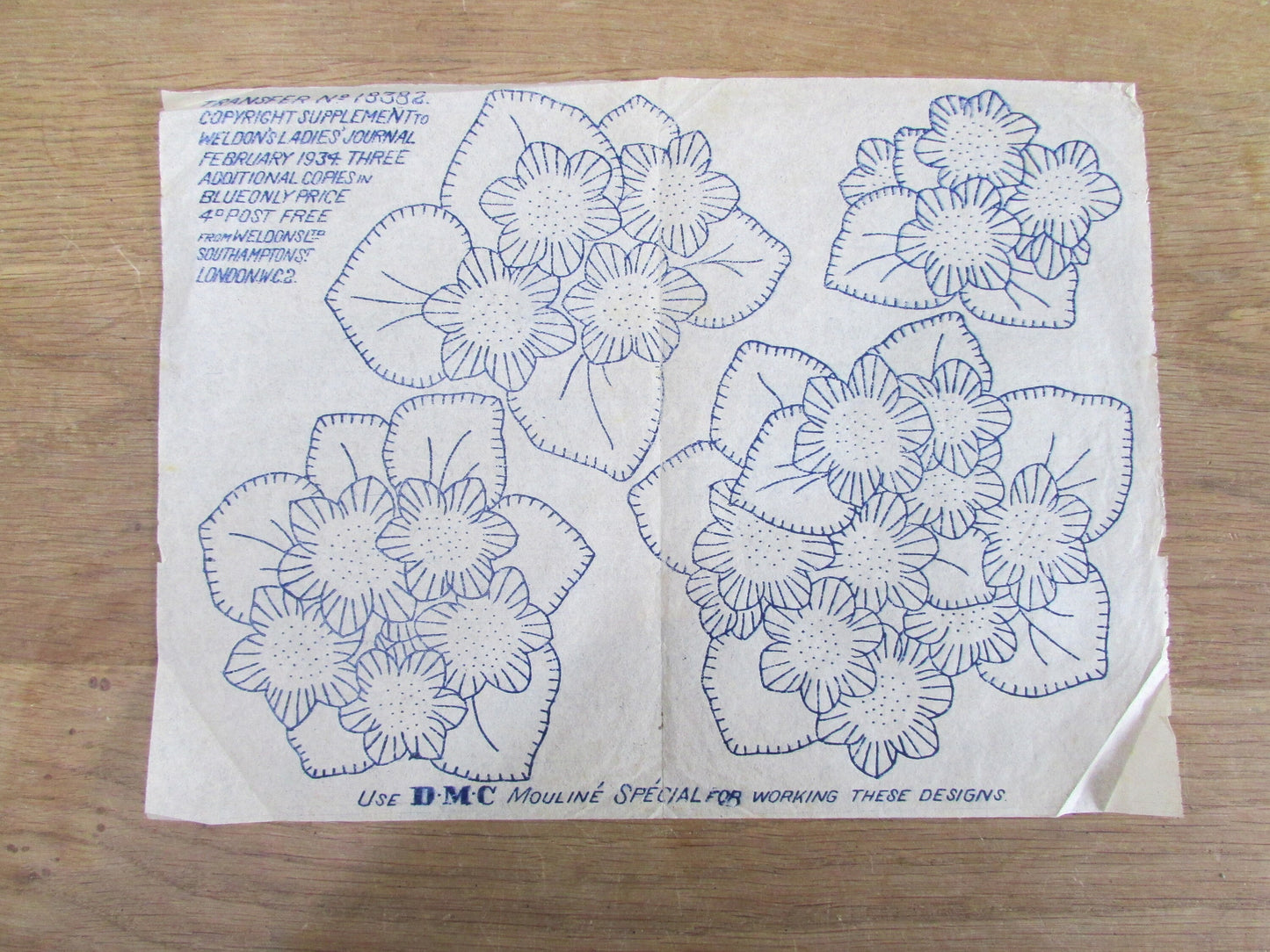 Unused February 1934 Weldon's Ladies Journal No.18382 bouquet embroidery transfer