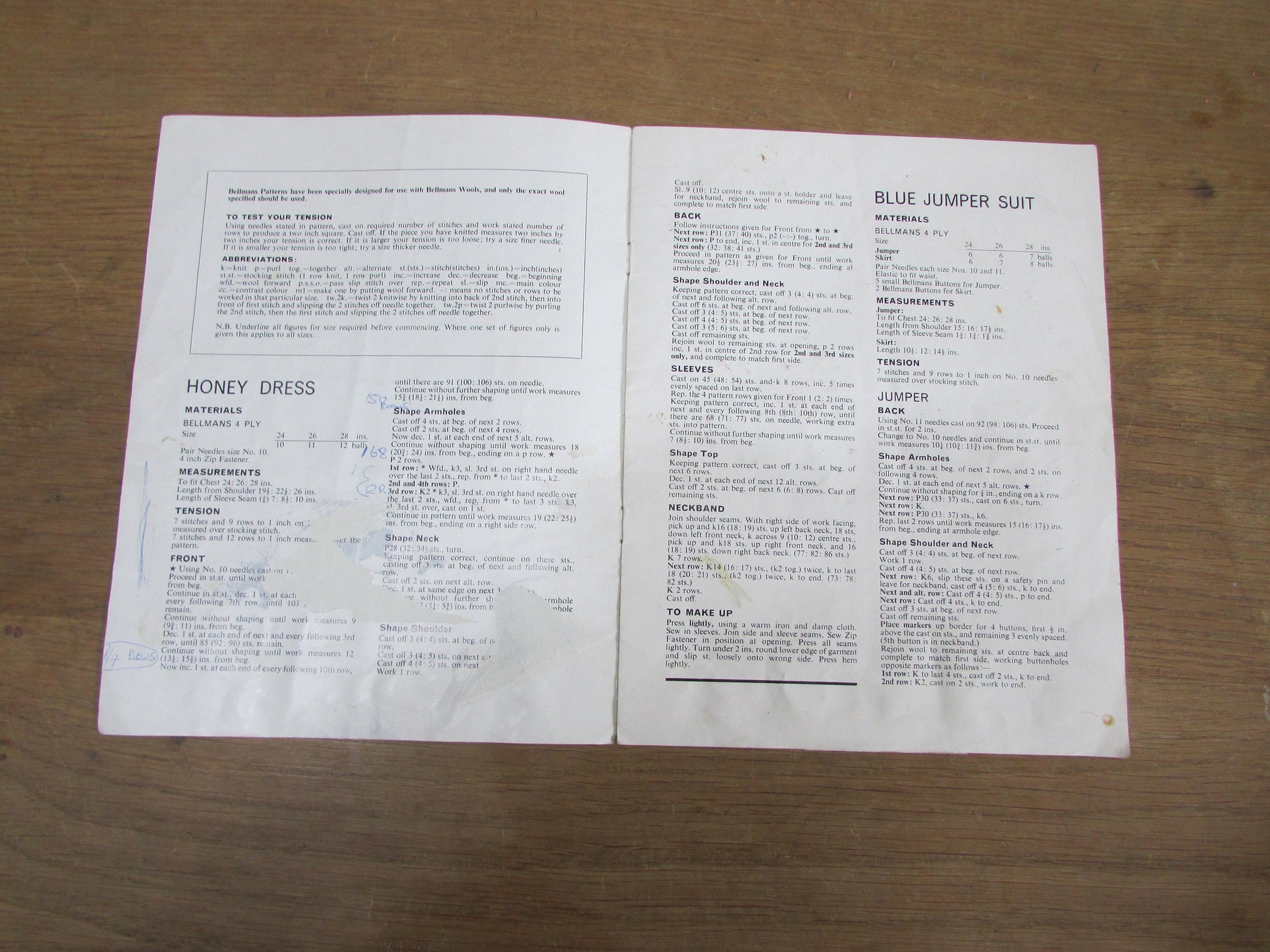 1970s Bellmans 607 knitting booklet for baby/toddler jumper suit, polo sweater suit & dress