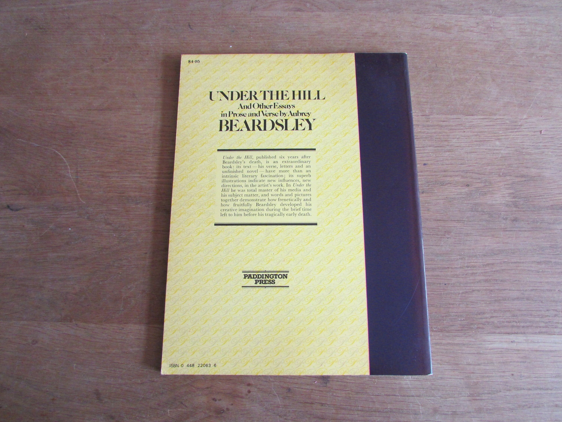 Under The Hill and Other Essays in Prose & Verse, by Aubrey Beasley (Softback, 1977)