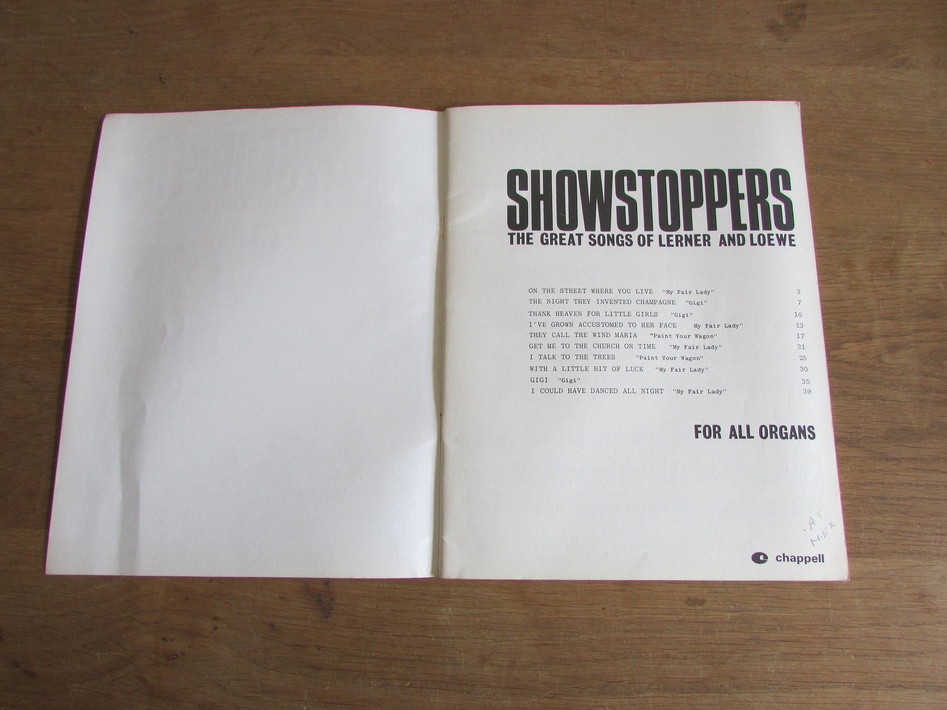 Show Stoppers for all Organs: The Great Songs of Lerner & Loewe - Paint Your Wagon / My Fair Lady / Gigi (Softback, 1960)