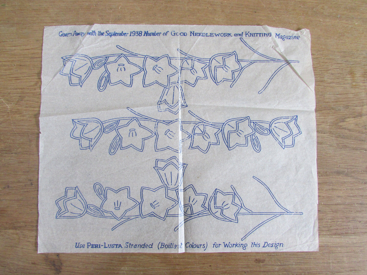 Unused September 1938 Good Needlework & Knitting Magazine Campanula embroidery transfer