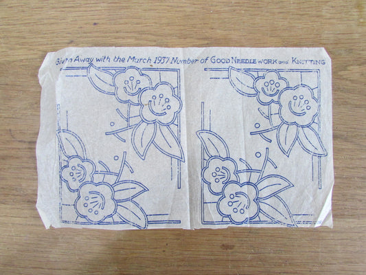 Unused March 1937 Good Needlework & Knitting Magazine flower borders embroidery transfer