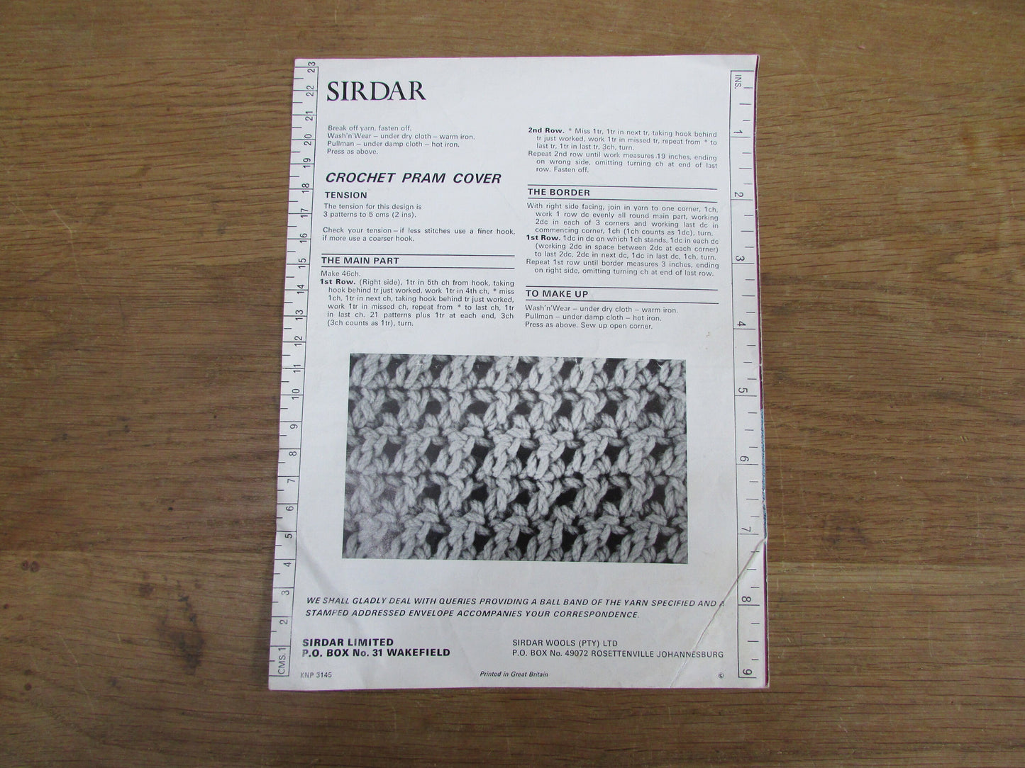 1970s Sirdar Wonderland 3145 crochet & knitting pattern for pram covers