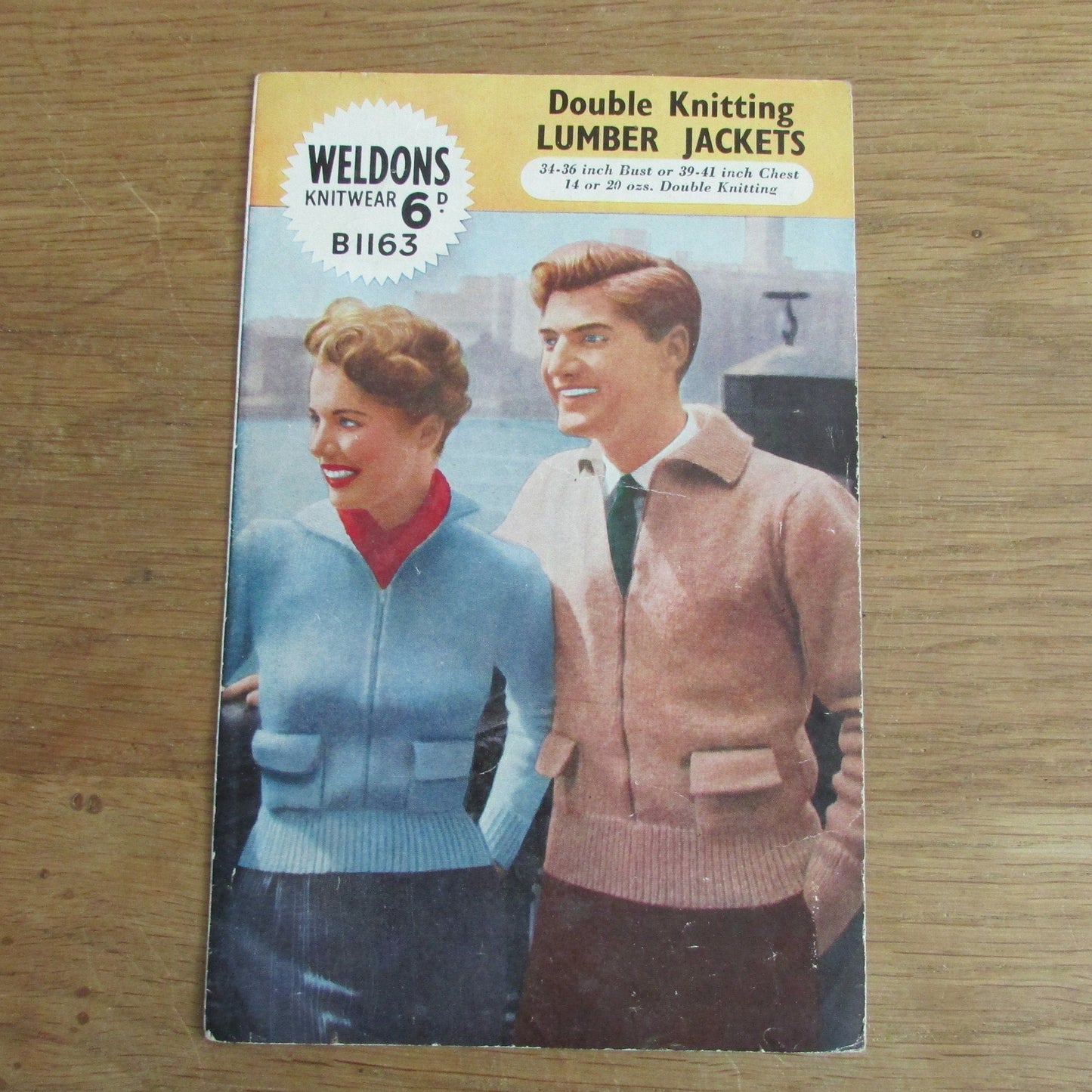 1950s Weldons Knitwear B1163 knitting pattern for his & hers lumber jackets