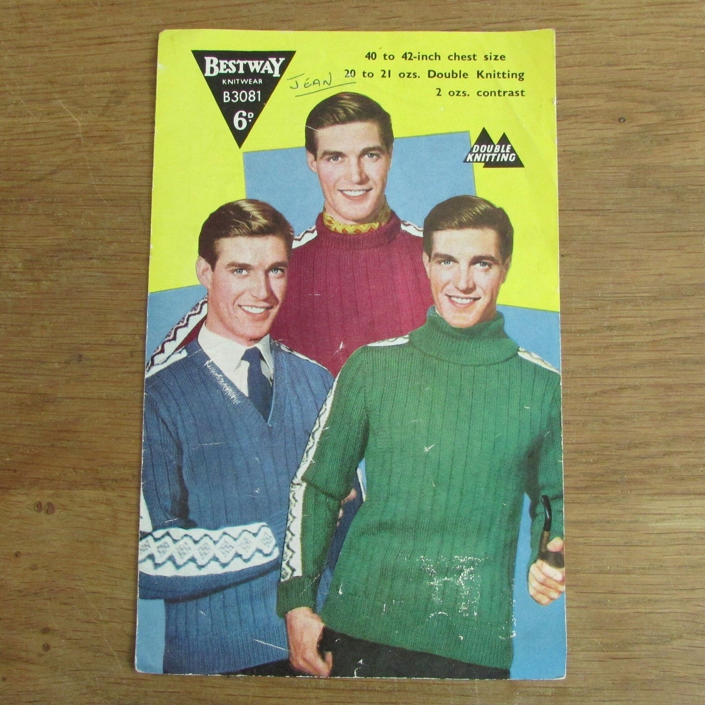 Vintage Bestway B3081 knitting pattern for sweater with Fair Isle bands, chest 40-42"