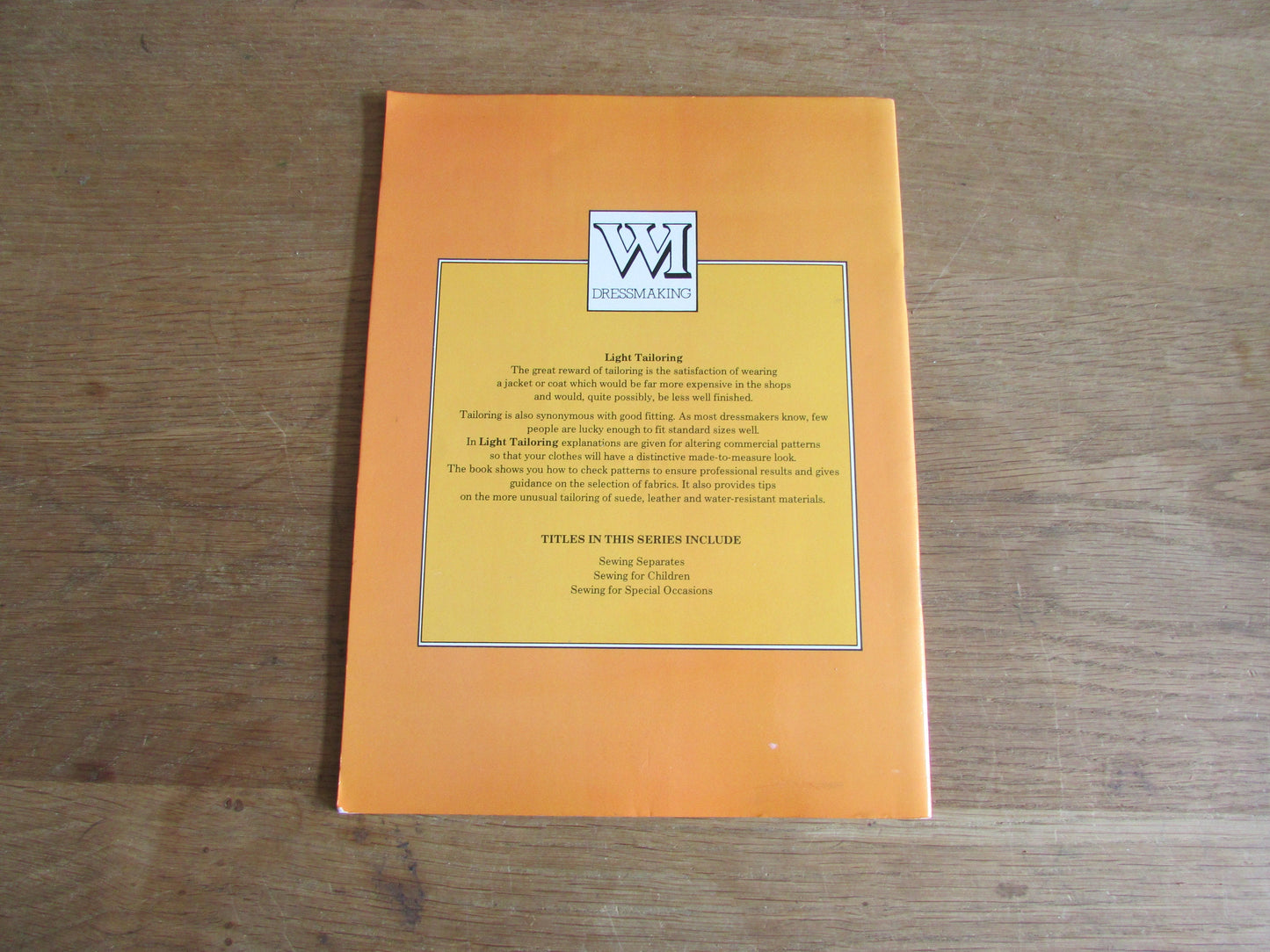 W.I Dressmaking: Light Tailoring pattern booklet (Softback, 1982)