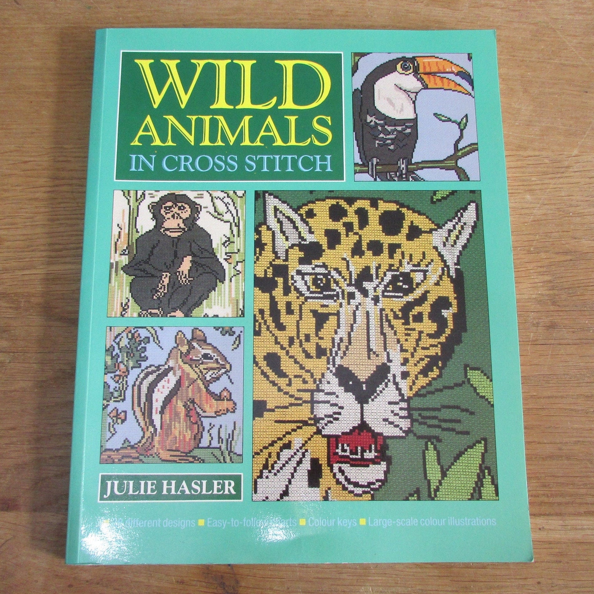 Wild Animals in Cross Stitch, by Julie Hasler (Softback, 1994)