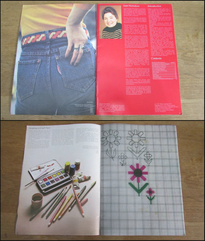 Two 1970s Coats Publication pattern booklets; Check Weave Canvas Embroidery with Designs, and Canvas Embroidery Patterns