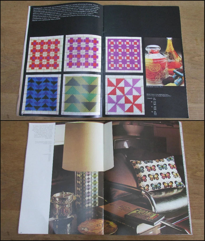 Two 1970s Coats Publication pattern booklets; Check Weave Canvas Embroidery with Designs, and Canvas Embroidery Patterns