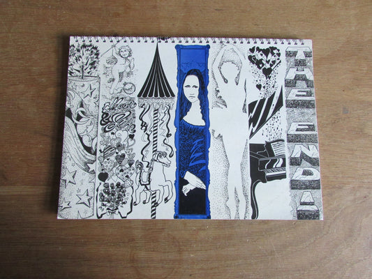 Home-made A4 wire-bound sketchbook using 100% recycled 140gsm Cartridge Paper, Mona Lisa, blue