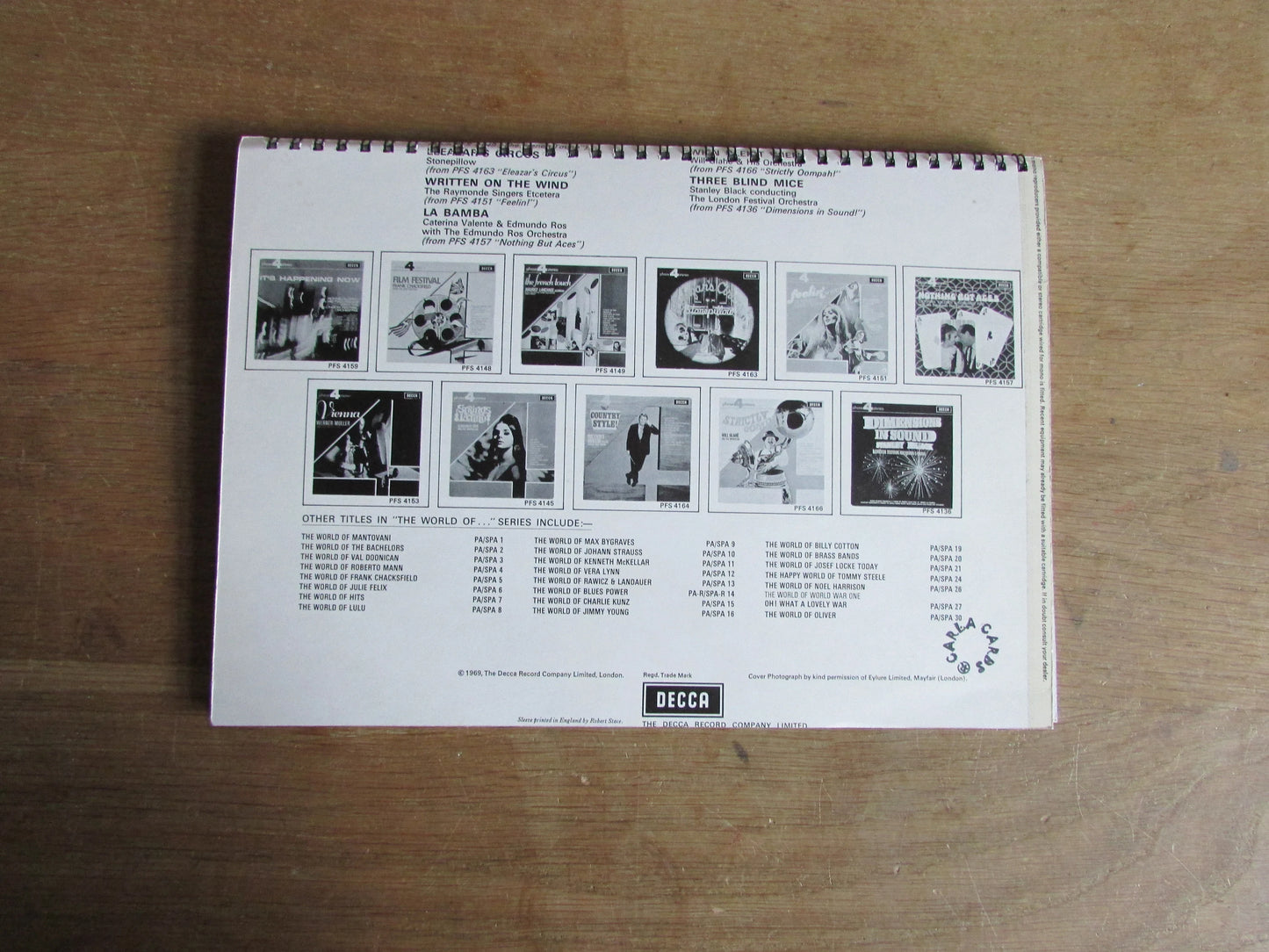 Home-made A4 wire-bound sketchbook using 100% recycled 140gsm Cartridge Paper, The World of Phase 4 Stereo