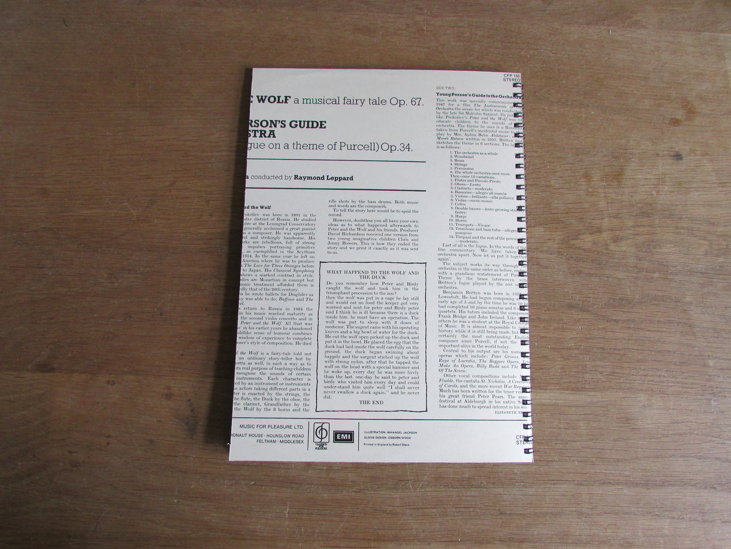 Home-made 4 wire-bound notebook, 30 sheets lined paper, Peter & The Wolf