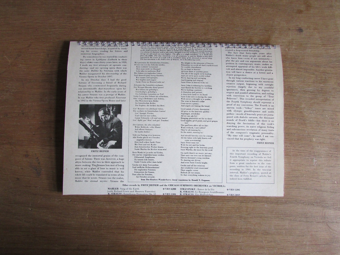 Home-made A4 wire-bound notebook, 30 sheets lined paper, Mahler's Fourth Symphony