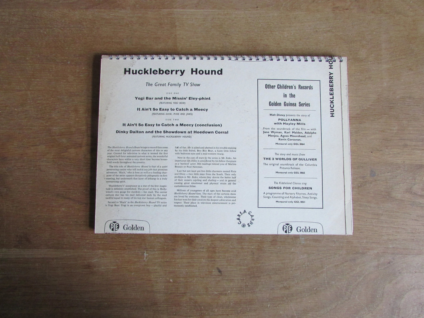 Home-made A4 wire-bound sketchbook using 100% recycled 140gsm Cartridge Paper, Huckleberry Hound