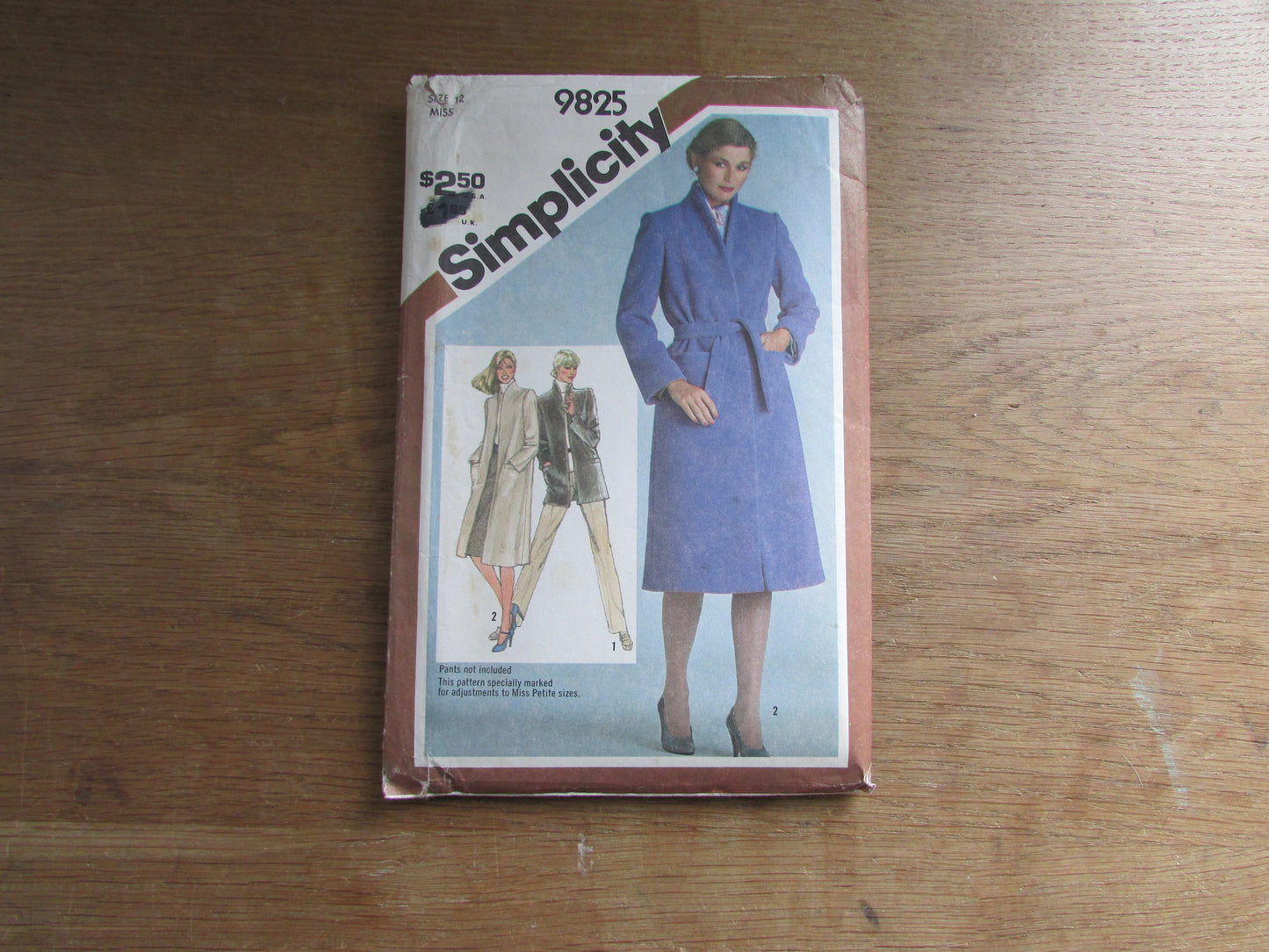 Uncut 1980 Simplicity 9825 sewing pattern for misses' lined coat or topper, size 12 (complete)