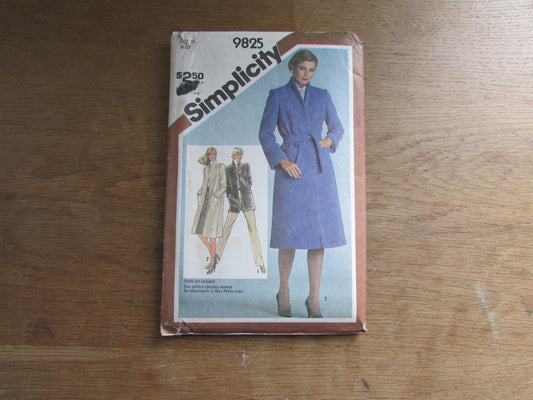 Uncut 1980 Simplicity 9825 sewing pattern for misses' lined coat or topper, size 12 (complete)