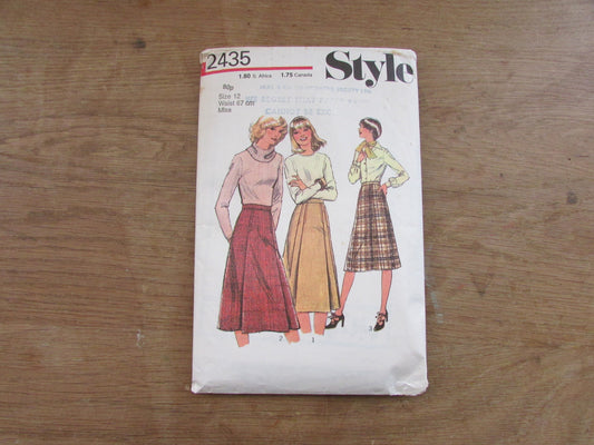 Part cut 1978 Style 2435 sewing pattern for misses' set of skirts, size 12 (complete)