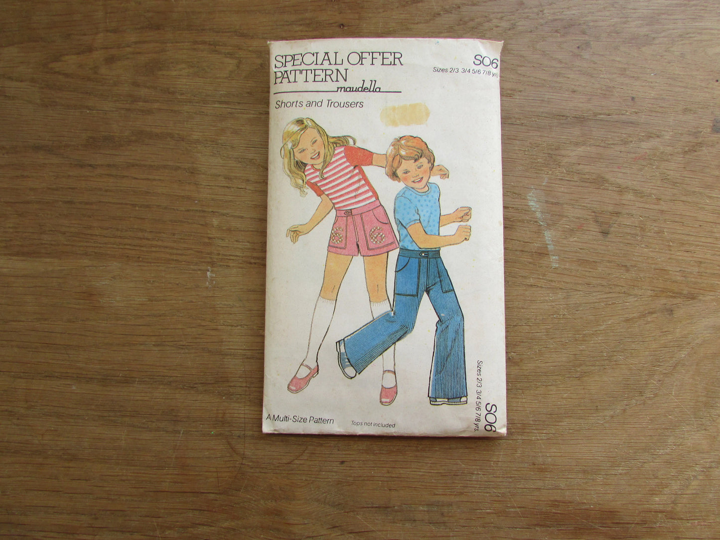 Uncut 1970s Maudella SO6 sewing pattern for child's shorts & trousers, size 2/3 - 7/8yrs (complete)