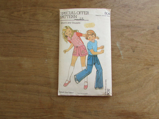 Uncut 1970s Maudella SO6 sewing pattern for child's shorts & trousers, size 2/3 - 7/8yrs (complete)