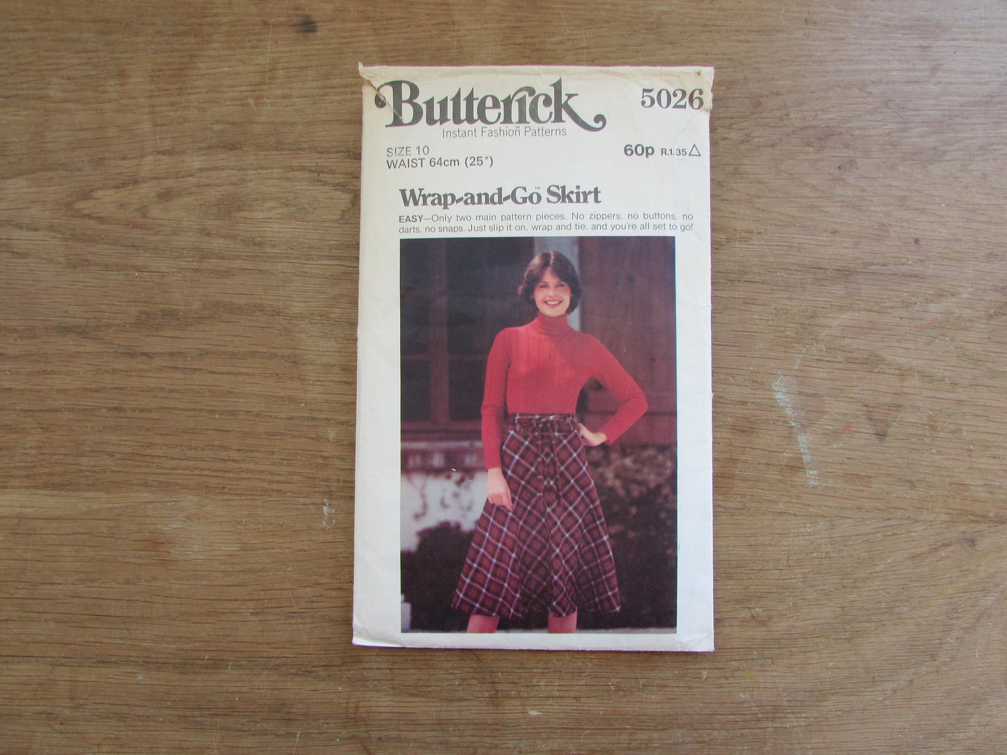 Used 1970s Butterick 5026 sewing pattern for misses' Wrap-and-Go skirt, size 10 (complete)