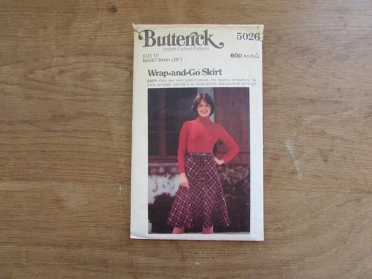 Used 1970s Butterick 5026 sewing pattern for misses' Wrap-and-Go skirt, size 10 (complete)