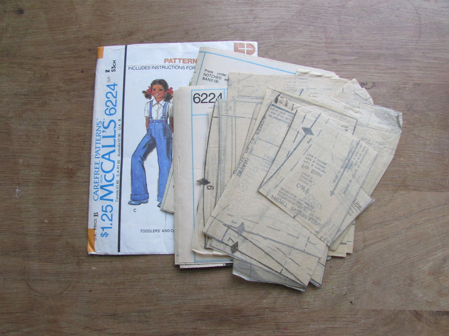 Part cut 1978 McCall's Patterns with a Plus 6224 sewing pattern for toddlers' & children's shirt, skirt and pants, size 2 (complete)