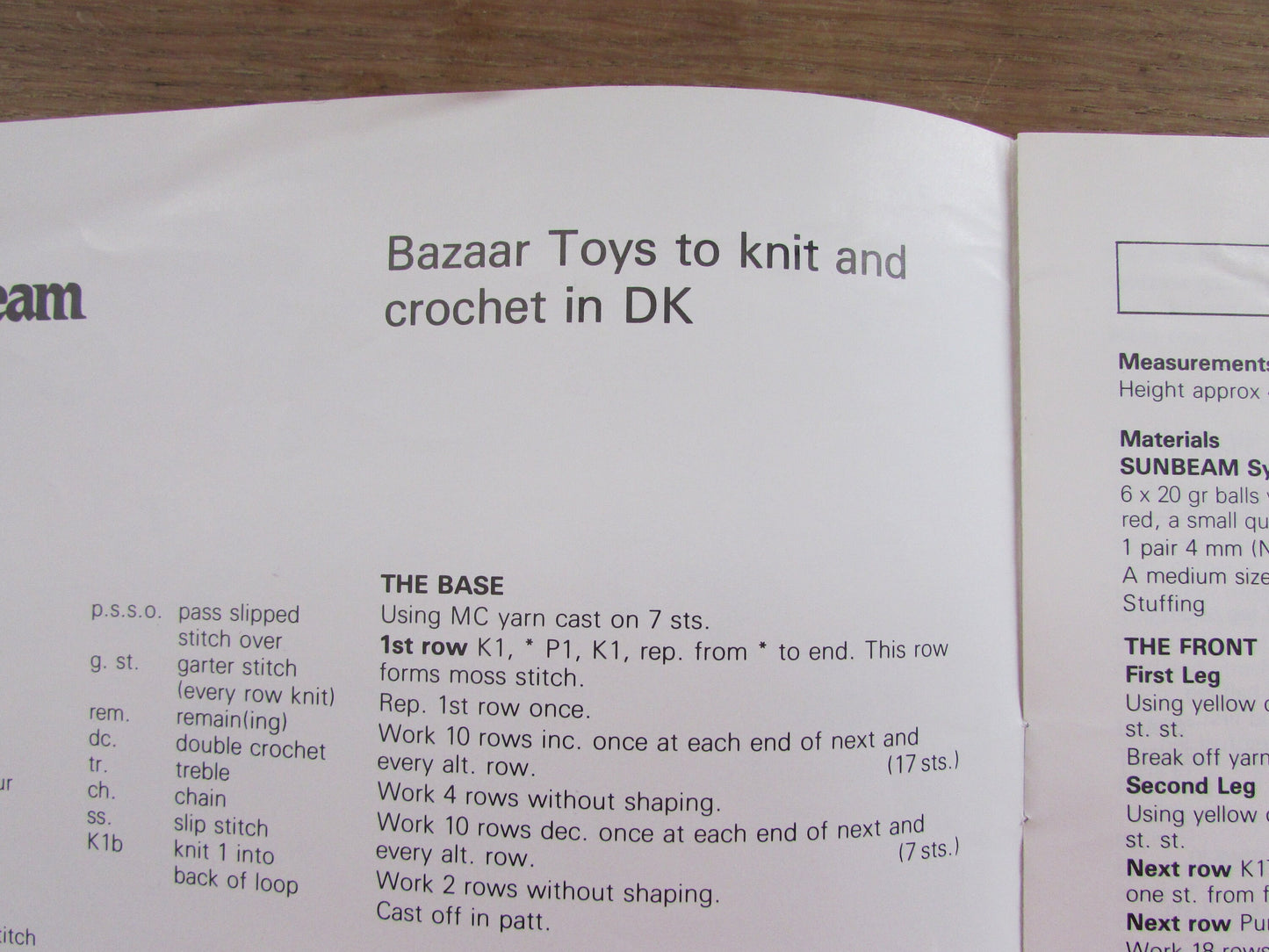 1970s Sunbeam 571 knitting & crochet pattern for Bazaar Toys