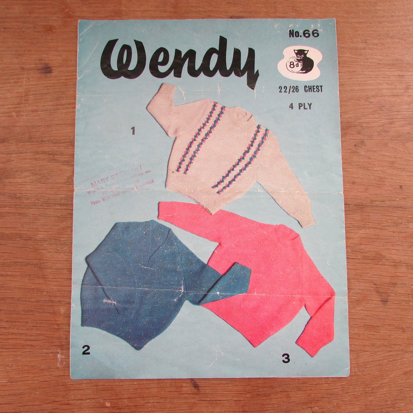 1960s Wendy 66 knitting pattern for children's jumpers