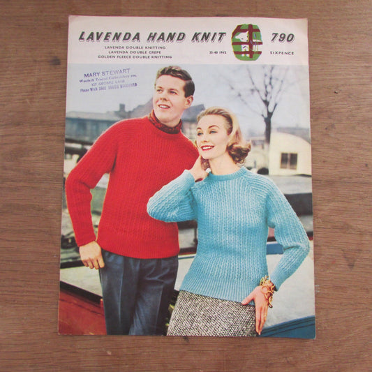 1960s Lister Lavenda 790 knitting pattern for lady's & man's sweater