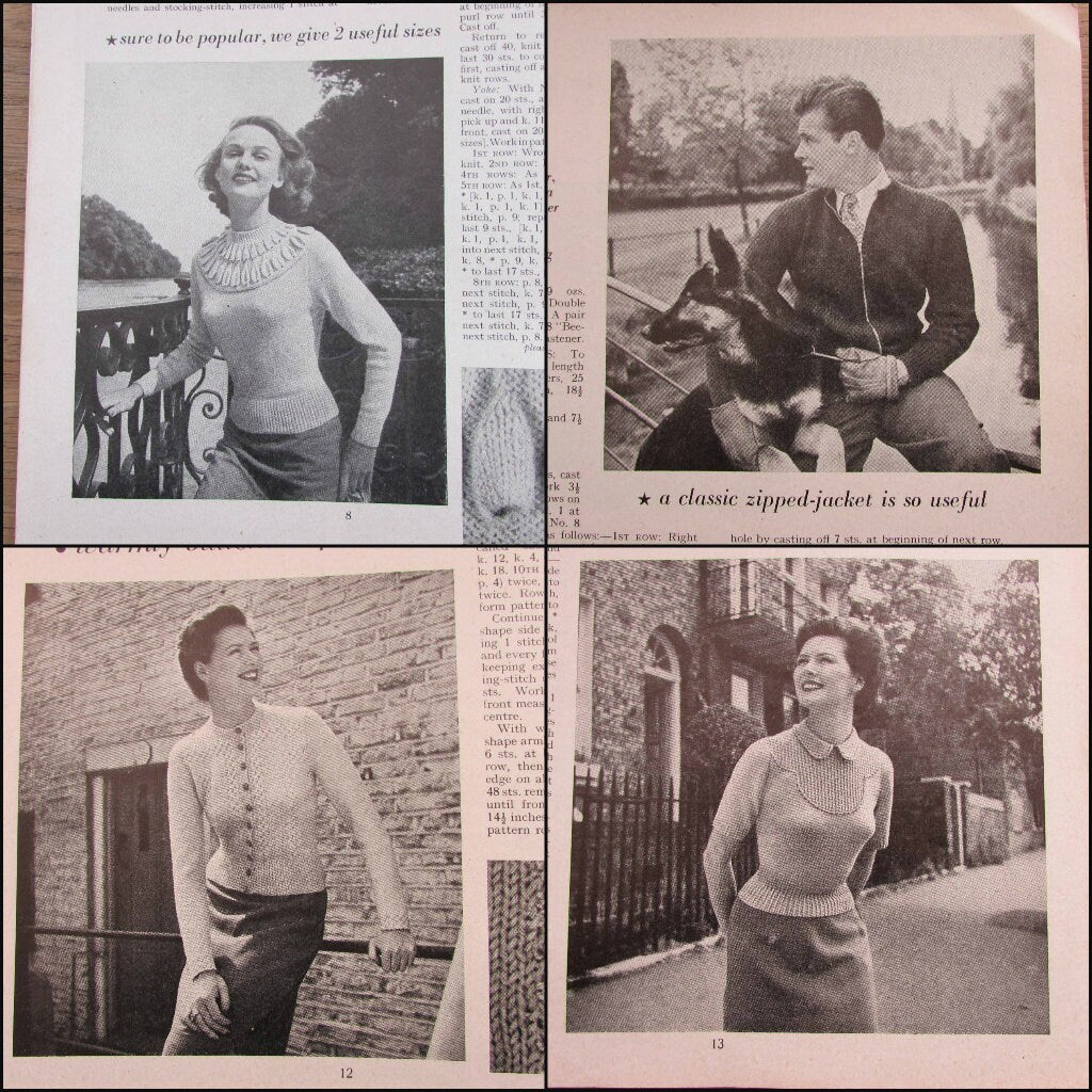 1952 Stitchcraft knitting & embroidery pattern booklet, complete with original embroidery transfer