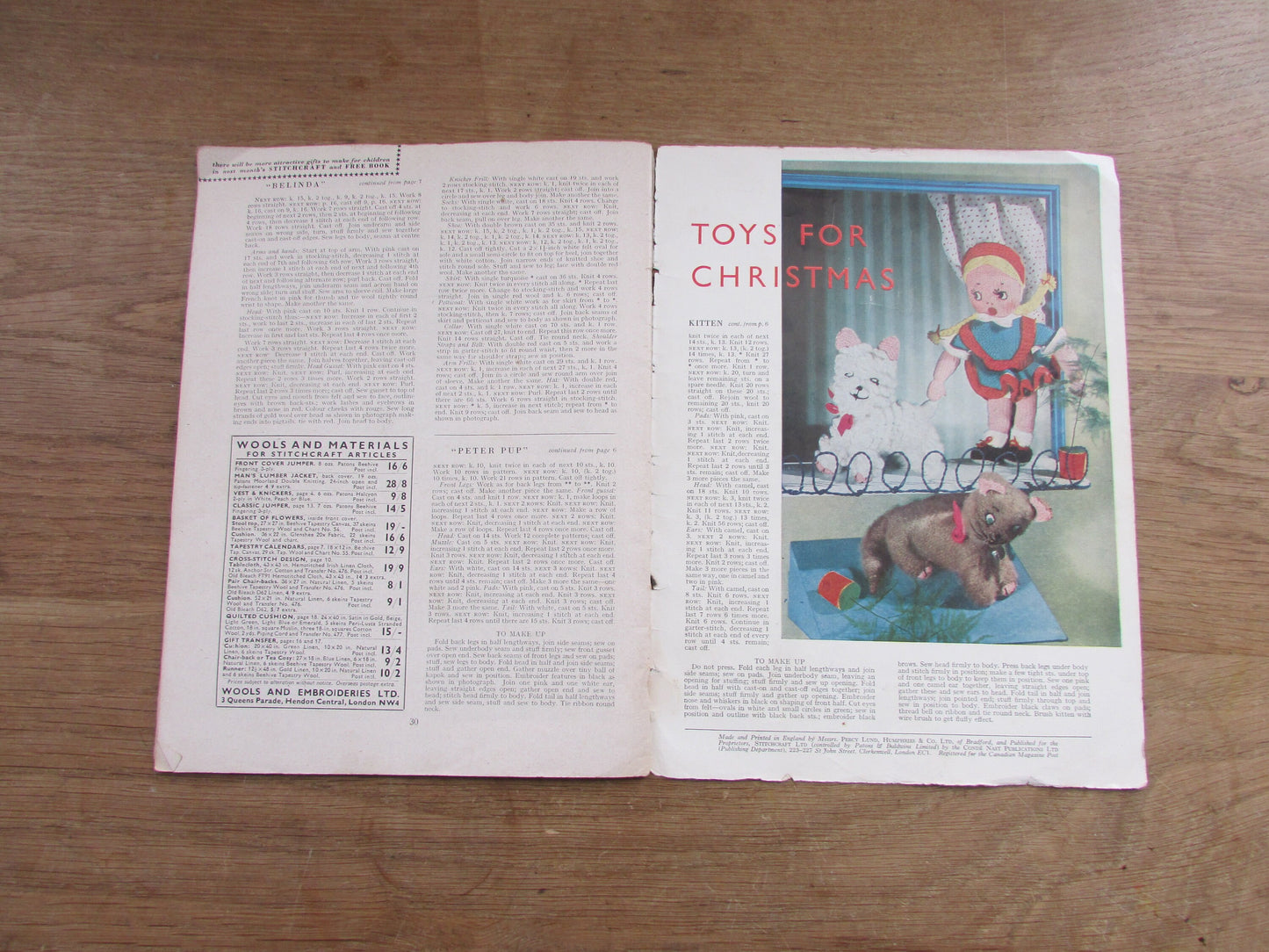 1952 Stitchcraft knitting & embroidery pattern booklet, complete with original embroidery transfer