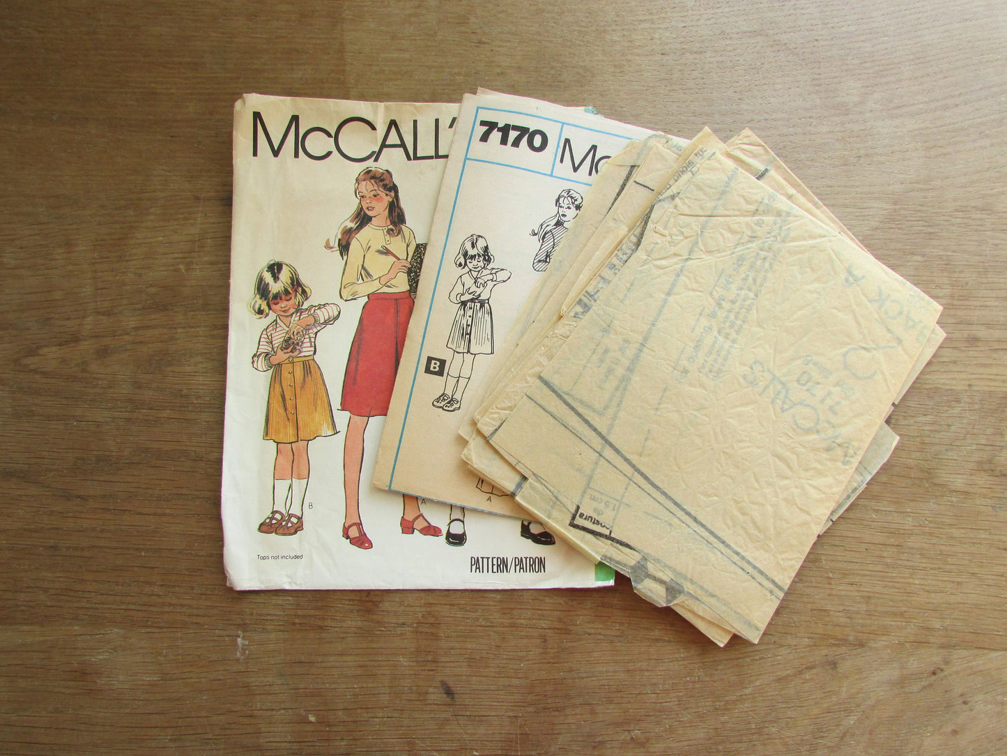 Part cut 1980 McCall's 7170 sewing pattern for girls' skirts, size 8 (complete)