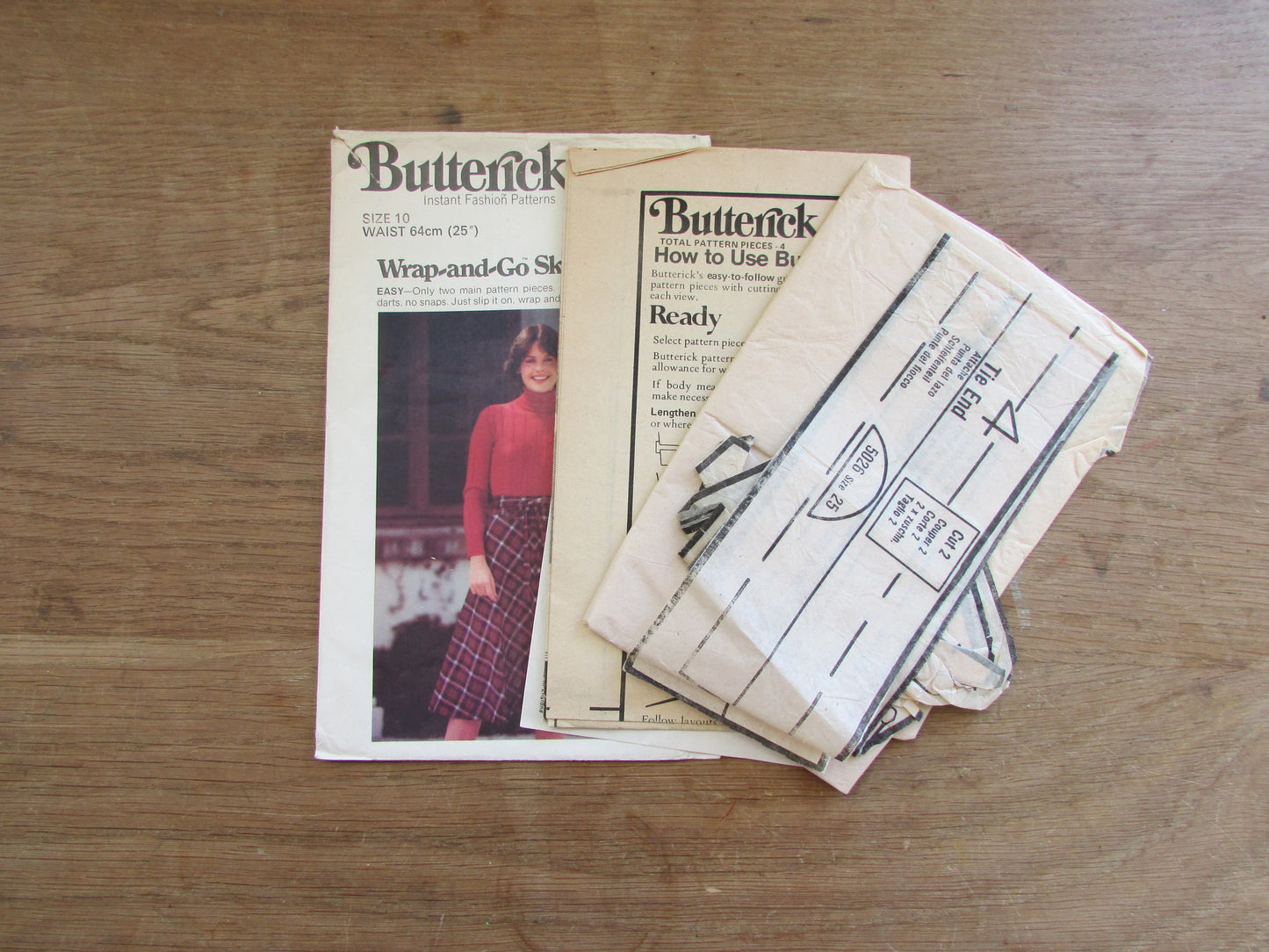 Used 1970s Butterick 5026 sewing pattern for misses' Wrap-and-Go skirt, size 10 (complete)