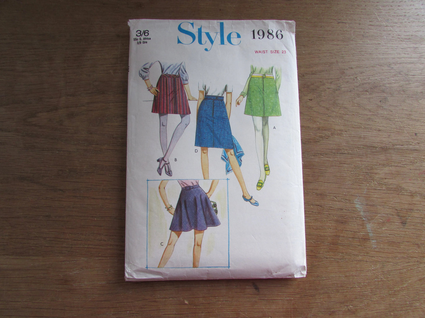 Part cut 1967 Style 1986 sewing pattern for misses' set of skirts, size 8-10 (complete)