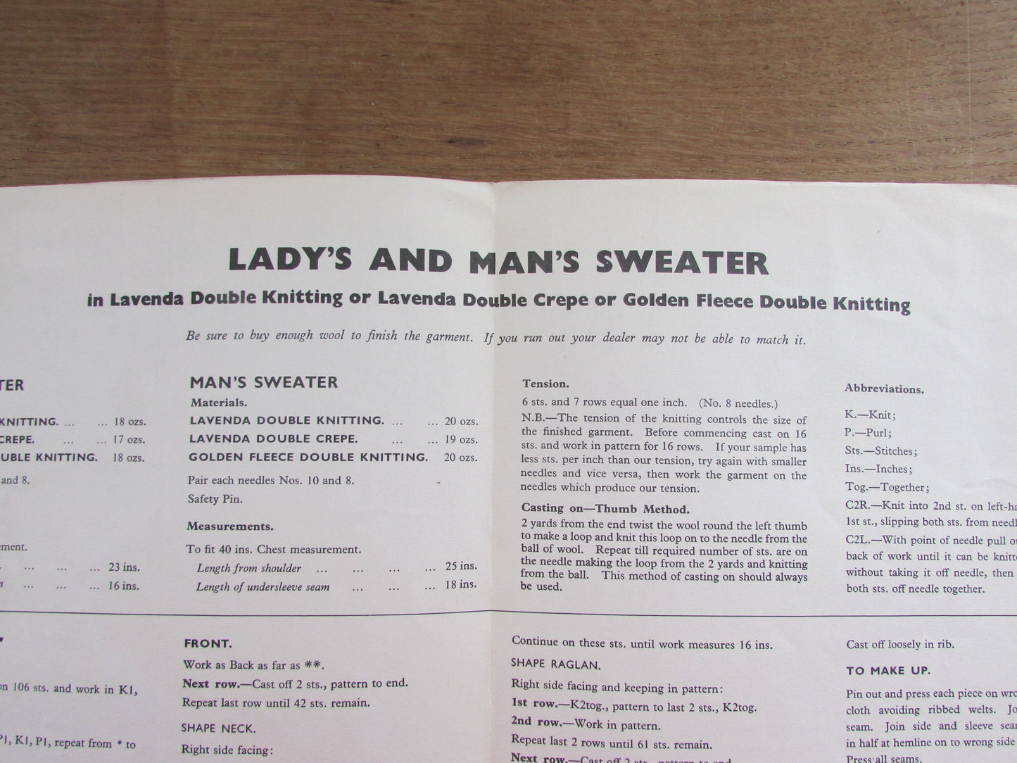 1960s Lister Lavenda 790 knitting pattern for lady's & man's sweater