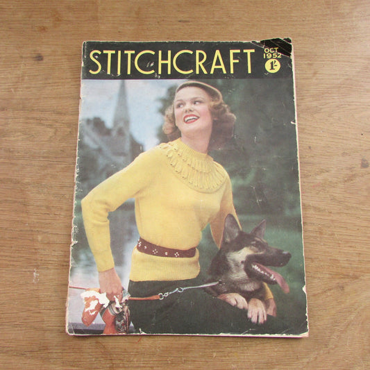 1952 Stitchcraft knitting & embroidery pattern booklet, complete with original embroidery transfer