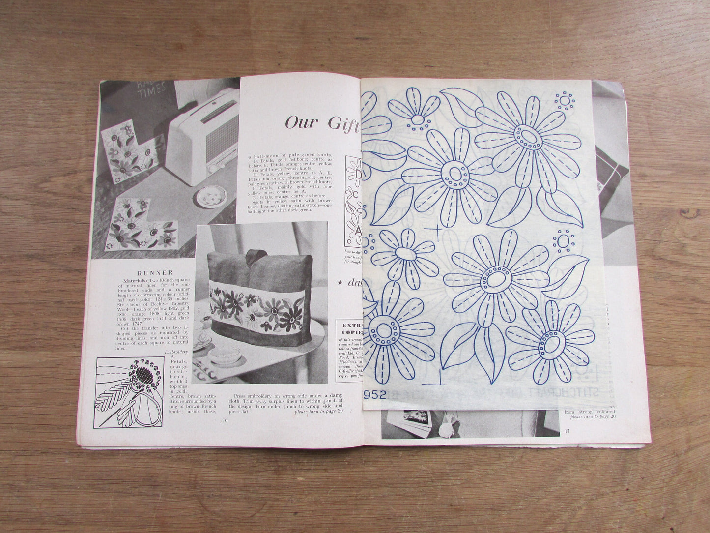 1952 Stitchcraft knitting & embroidery pattern booklet, complete with original embroidery transfer