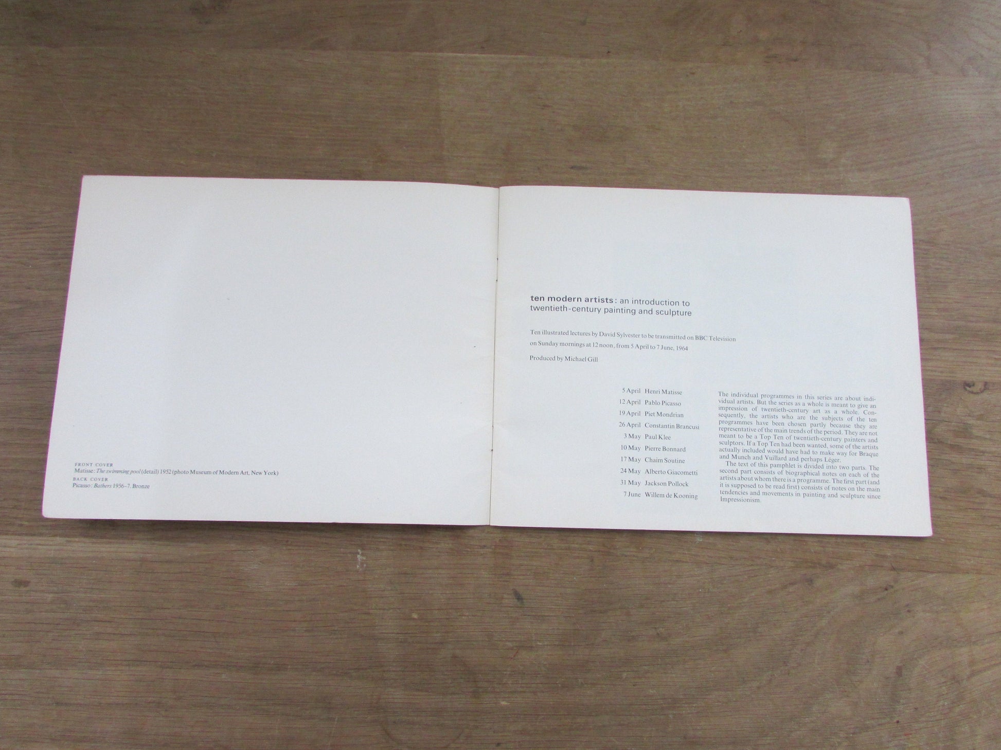 Ten Modern Artists: An introduction to twentieth-century painting & sculpture, by David Sylvester (Softback. 1964)
