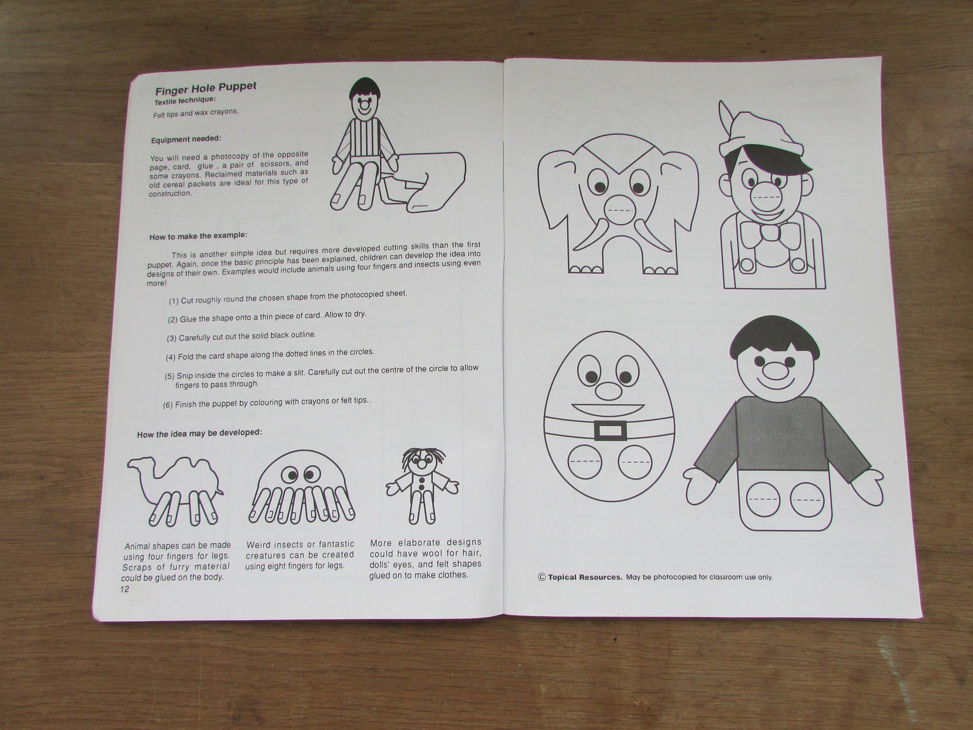 Design & Make Puppets using Textiles; a photocopiable activity book, by Peter Bell (Softback, 1996)