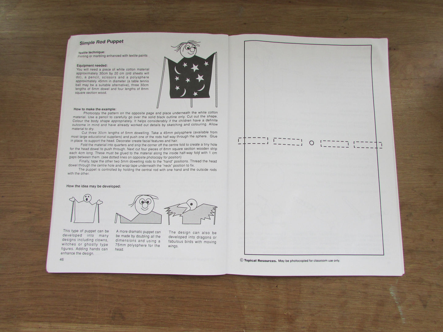 Design & Make Puppets using Textiles; a photocopiable activity book, by Peter Bell (Softback, 1996)