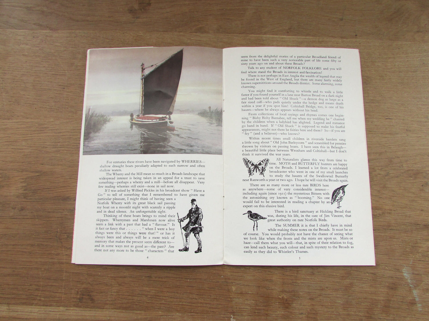The Charm of The Norfolk Broads; notes & illustrations in colour and line, by C. A Hannaford R.B.A (Softback, 1970s)