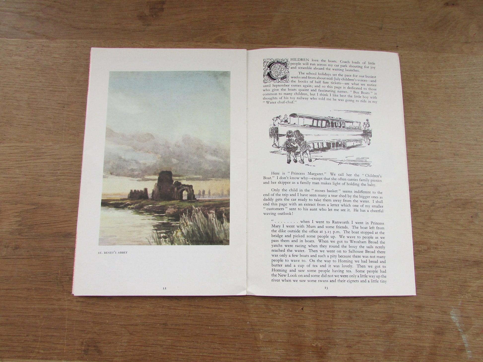 The Charm of The Norfolk Broads; notes & illustrations in colour and line, by C. A Hannaford R.B.A (Softback, 1970s)