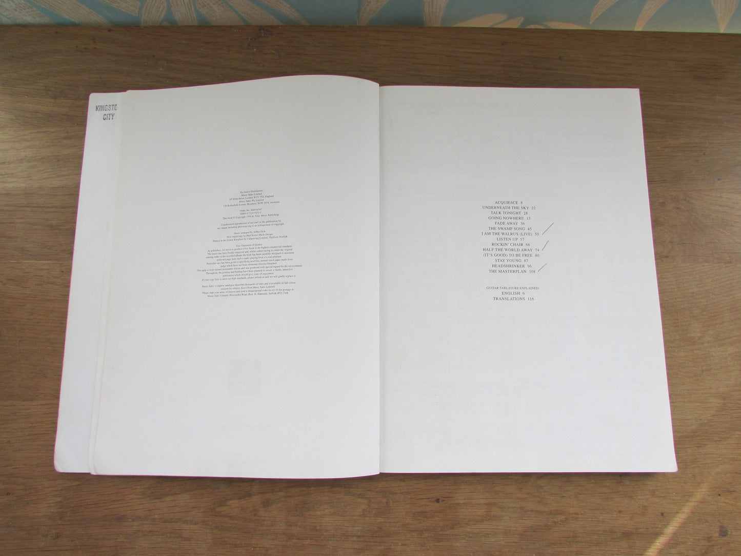 Oasis Guitar TAB Edition: The Masterplan (Hardback, 1998)