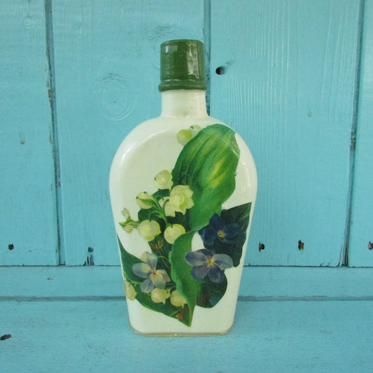 Upcycled vintage decorative decoupaged bottle