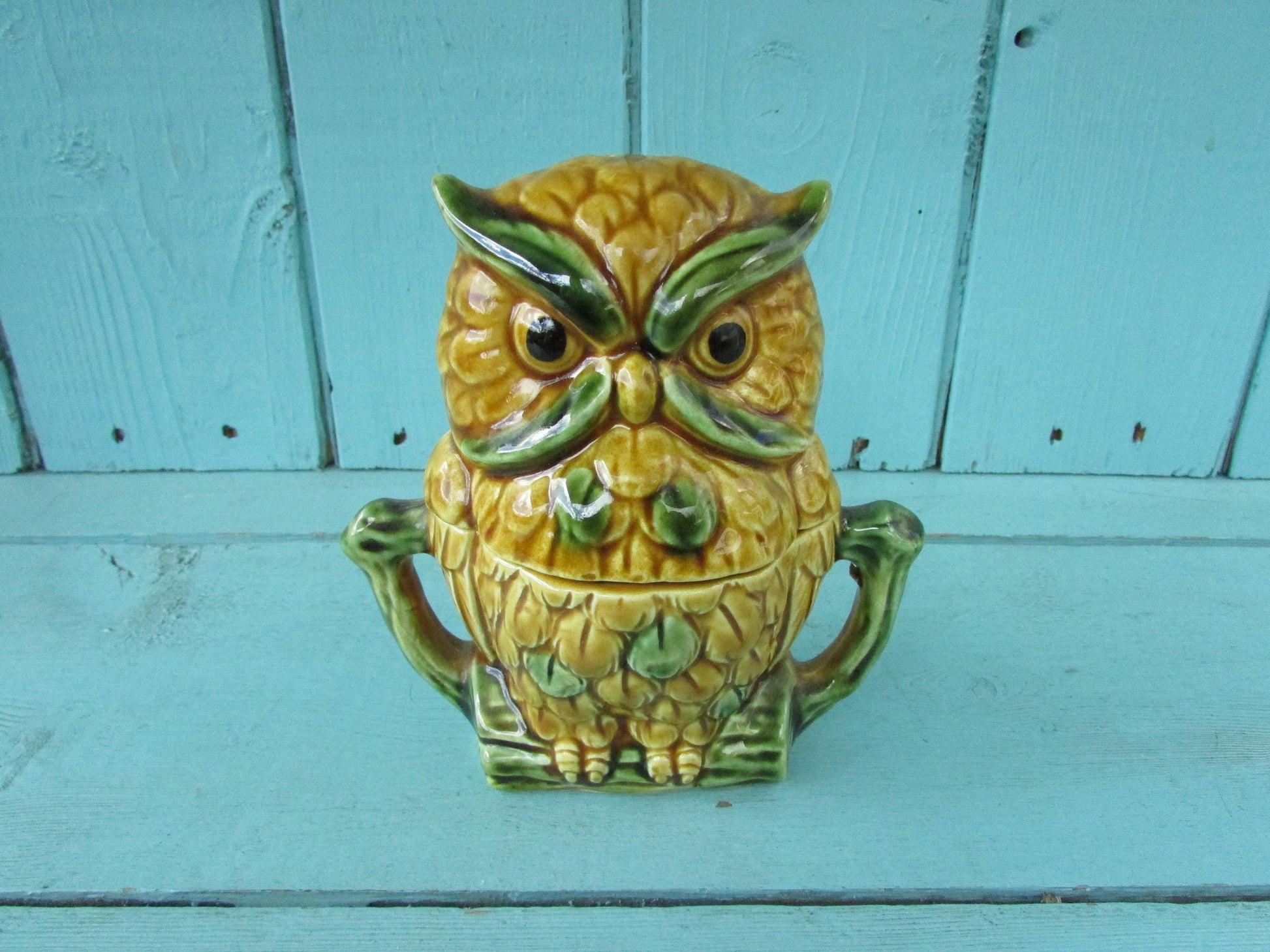 Vintage Royal Sealy Kaycoware ceramic owl cruet & creamer set, made in Japan