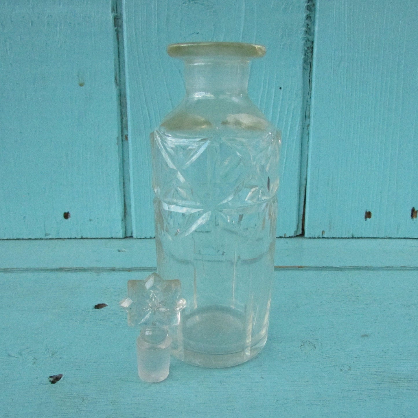 Vintage miniature cut glass perfume bottle with stopper